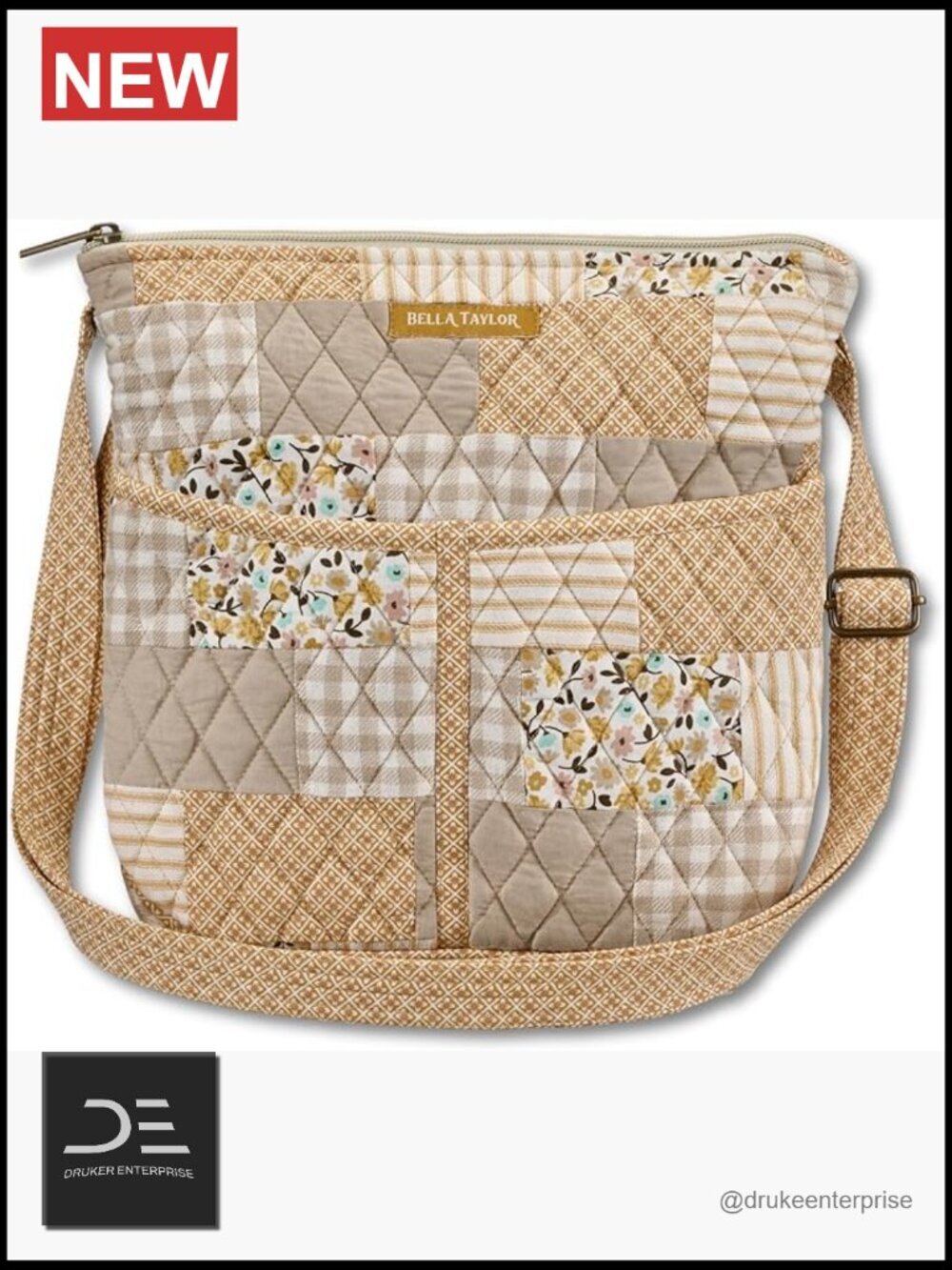 Cotton Hipster Crossbody Purse with Adjustable Strap